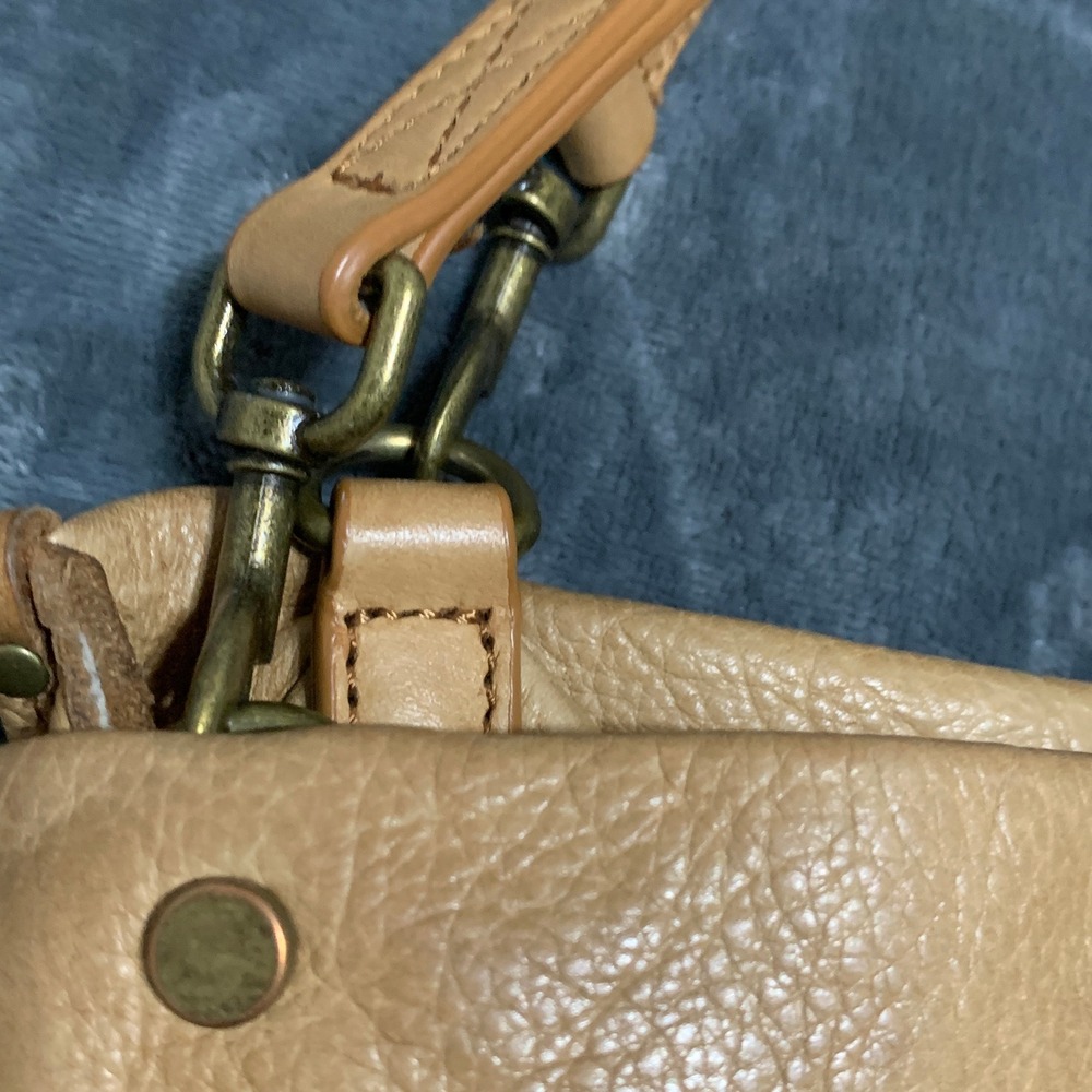 American Leather Co. Lenox Satchel Tan Leather Shoulder Bag Purse Triple Entry - Picture 7 of 16
